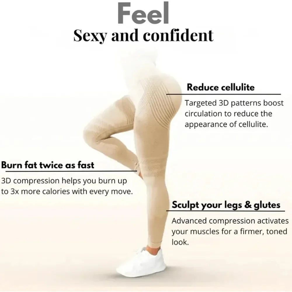 Cellulite Reduction 3D Leggings For Gym High Waist Tummy Control