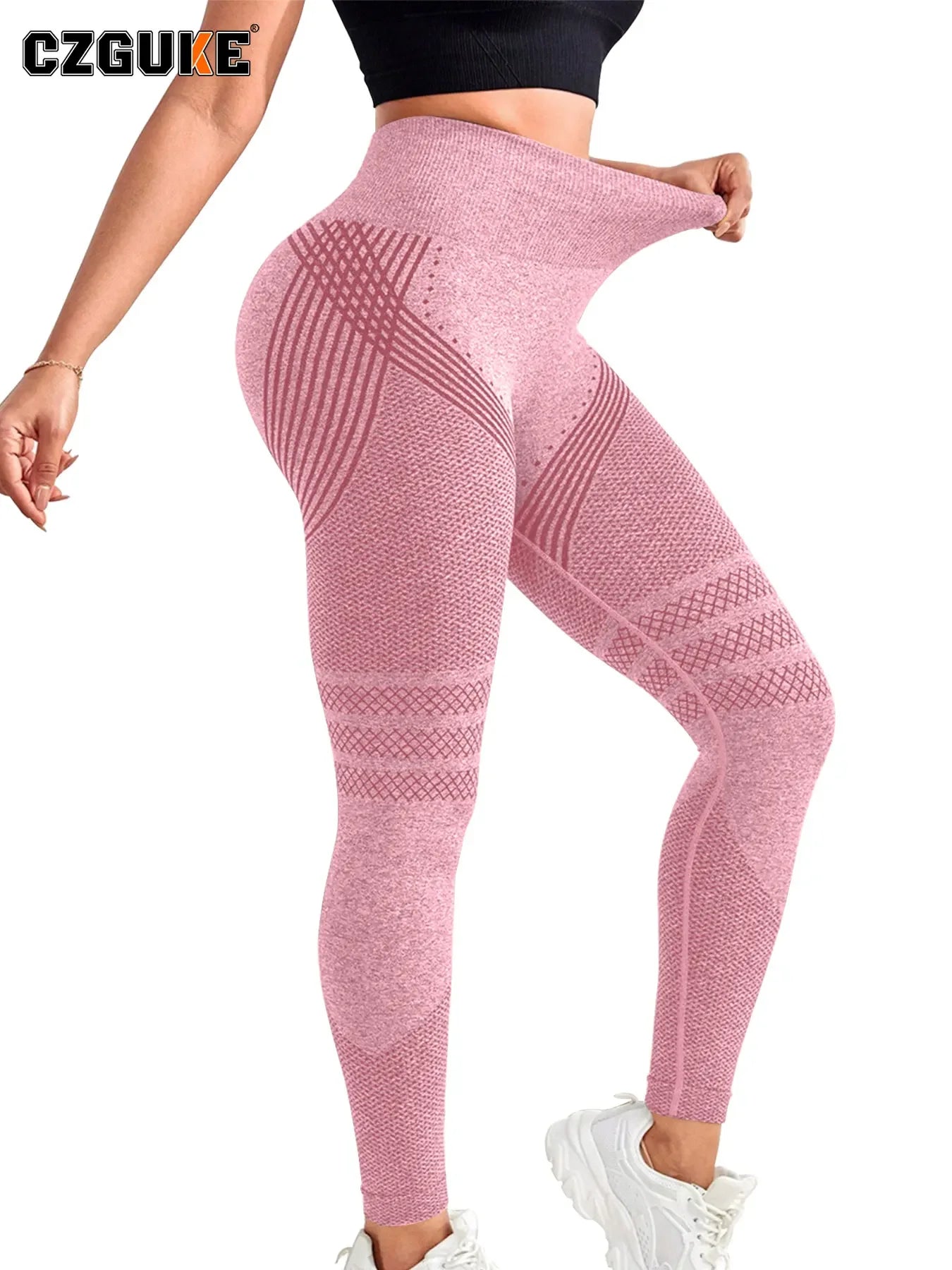 CZGUKE Seamless Knit Yoga Leggings High Waist For Women