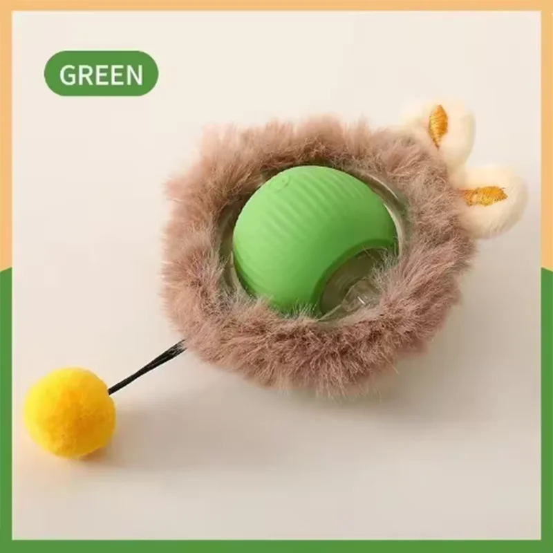 Interactive Self-Play Cat Toys Teaser Ball With Rotating Stick