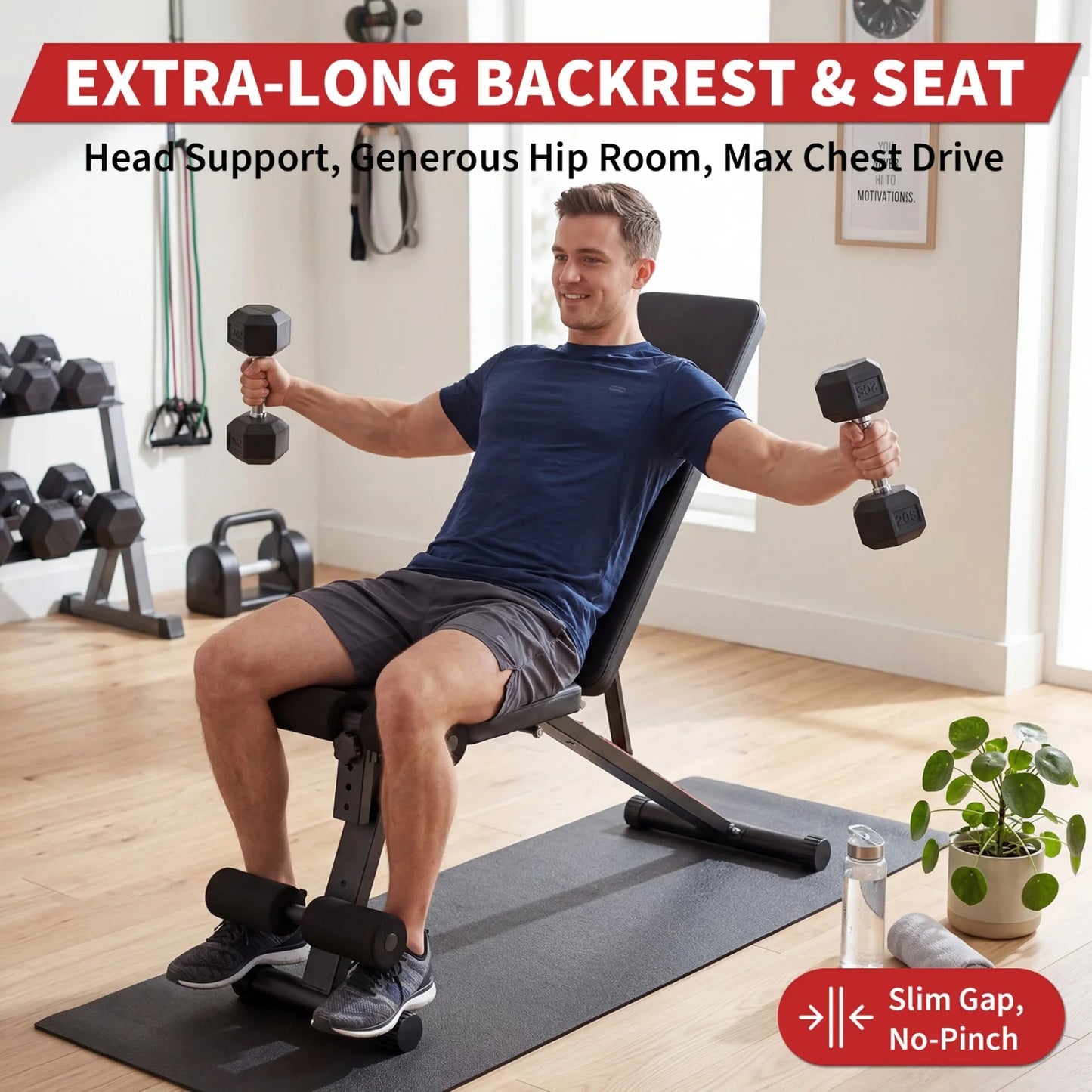 HiMISS Adjustable Weight Bench With Incline Decline And Preacher Curl