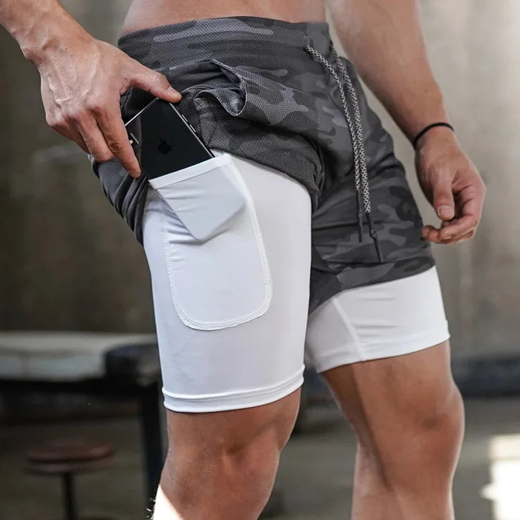 Camo Running Shorts For Men Quick Dry Gym Training Wear