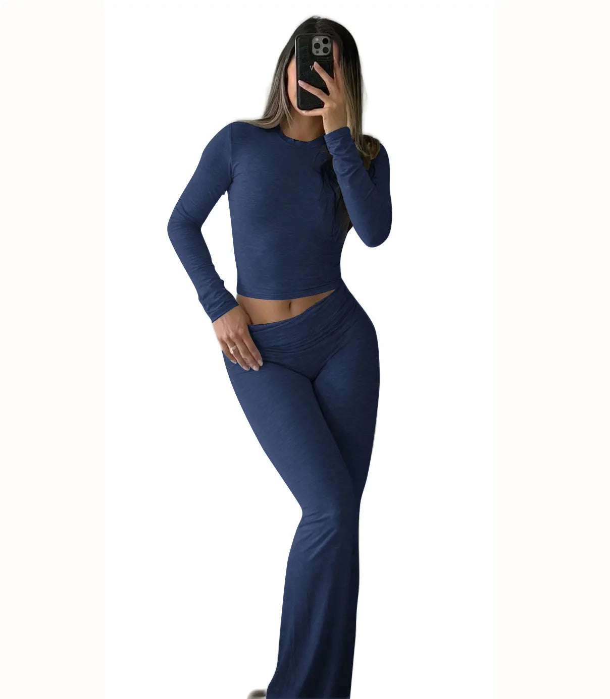 Women's Yoga Two-Piece Long-Sleeve Wide-Leg Activewear Set