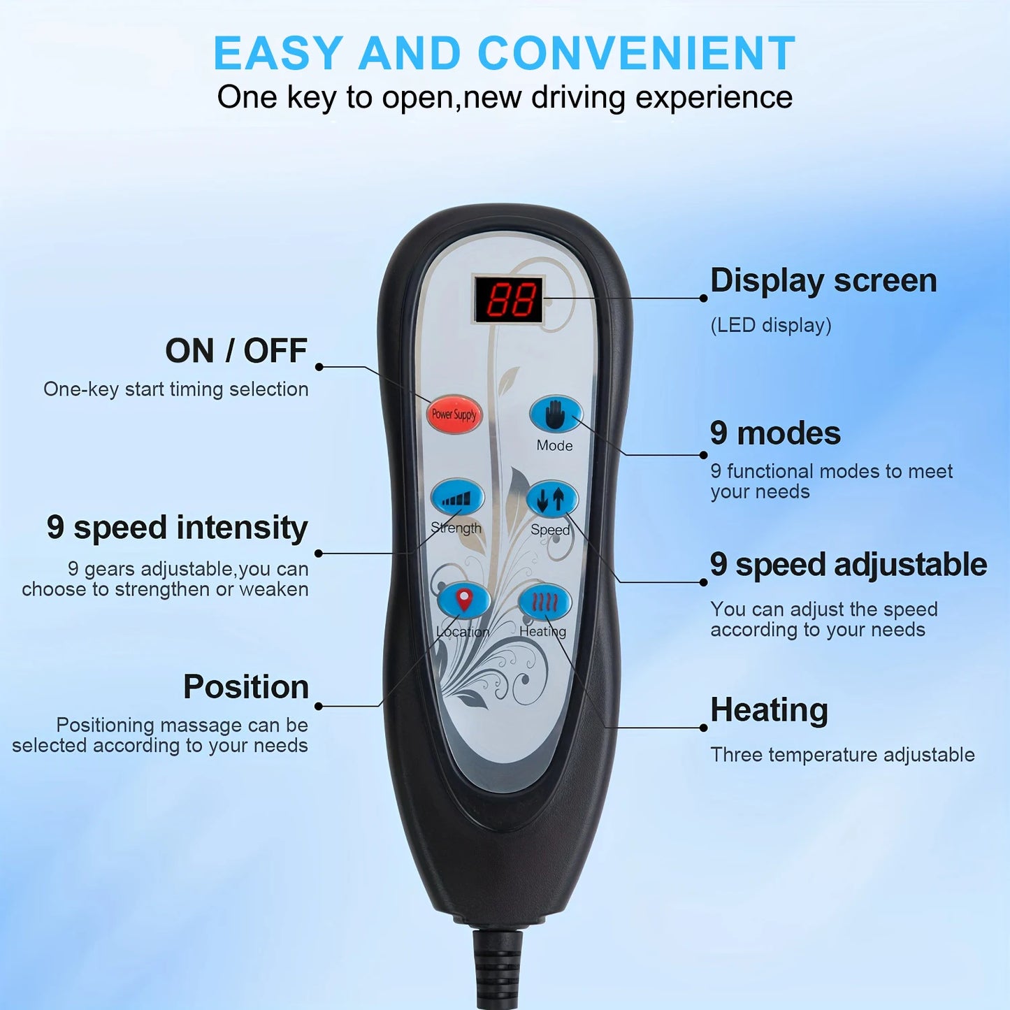HOMEMASSA Back Massager Pad With Heat and Nine Modes