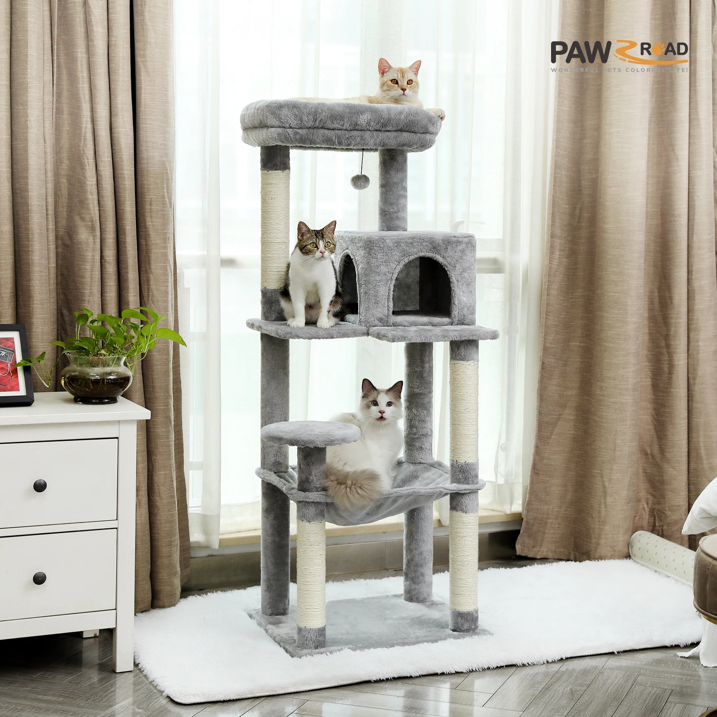 PAWZ Road 5-Level Cat Tree For Indoor Cats Scratching Posts