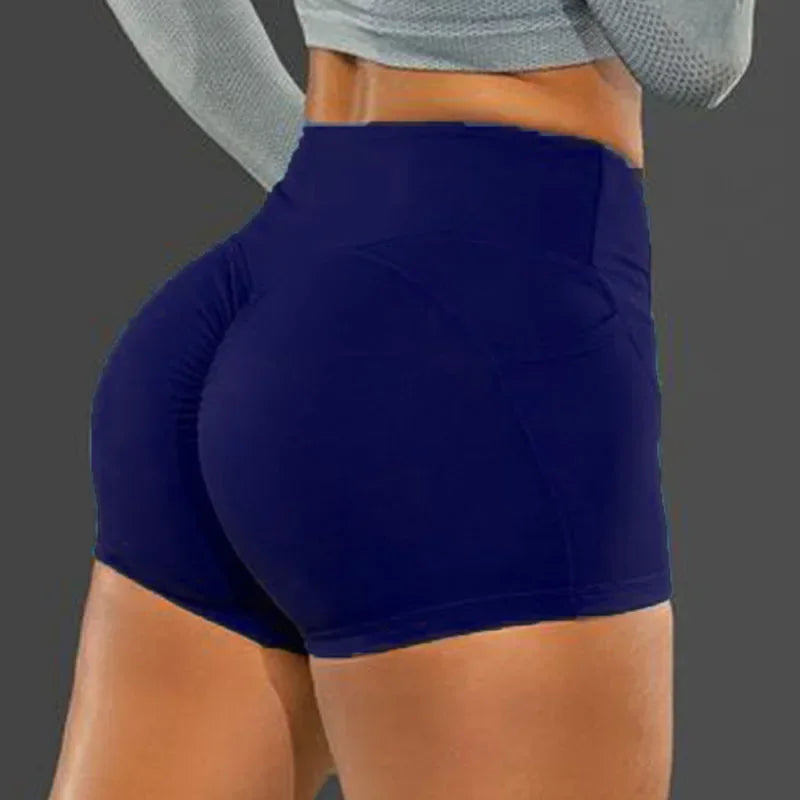 Women's High Waist Gym Shorts With Pocket Scrunch Training