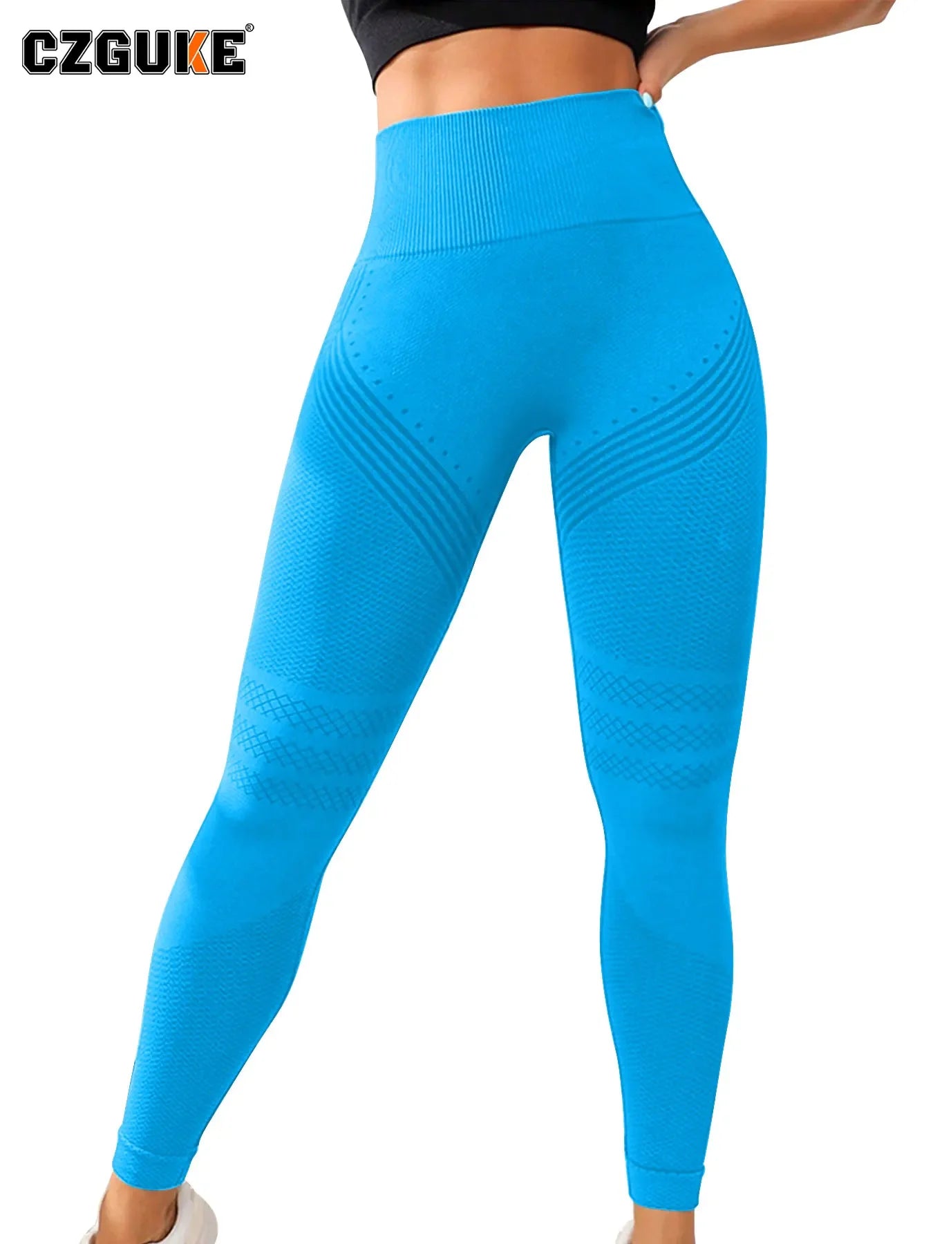 CZGUKE Seamless Knit Yoga Leggings High Waist For Women