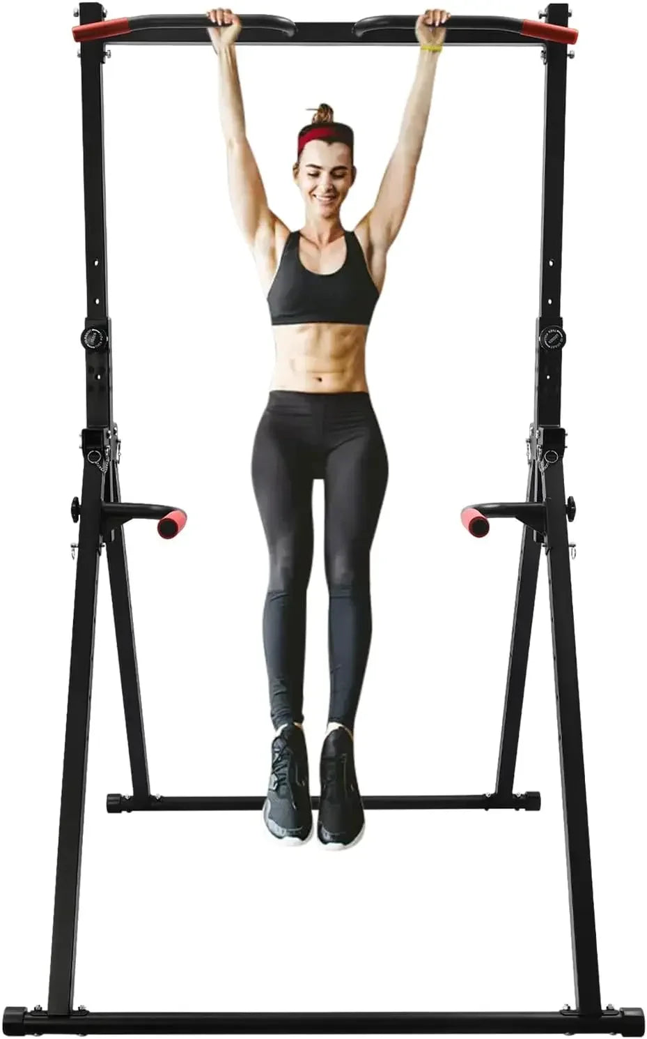 Foldable Power Tower Dip Station Height Adjustable 200kg Capacity
