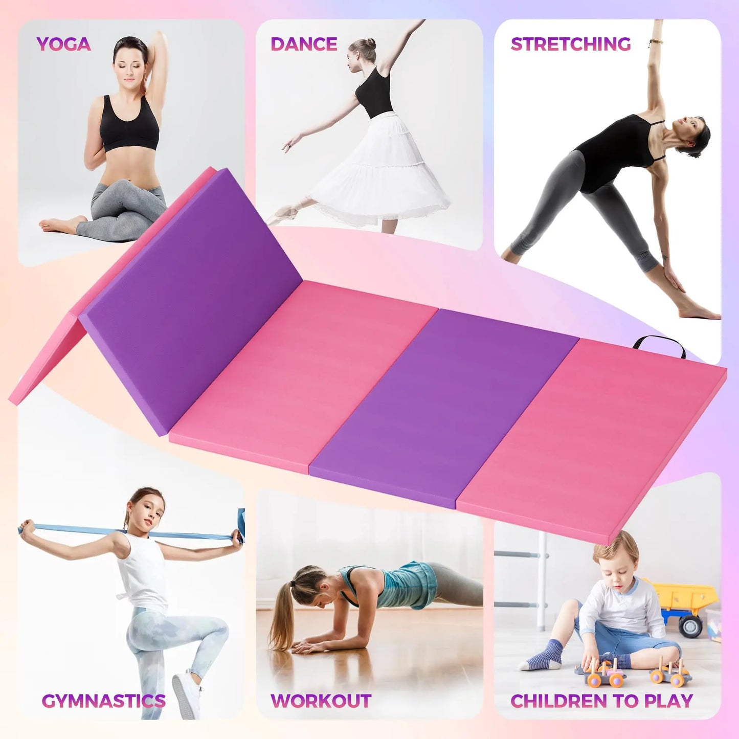 HiMISS Folding Gymnastics Mat For Home Gym Tumbling And Yoga