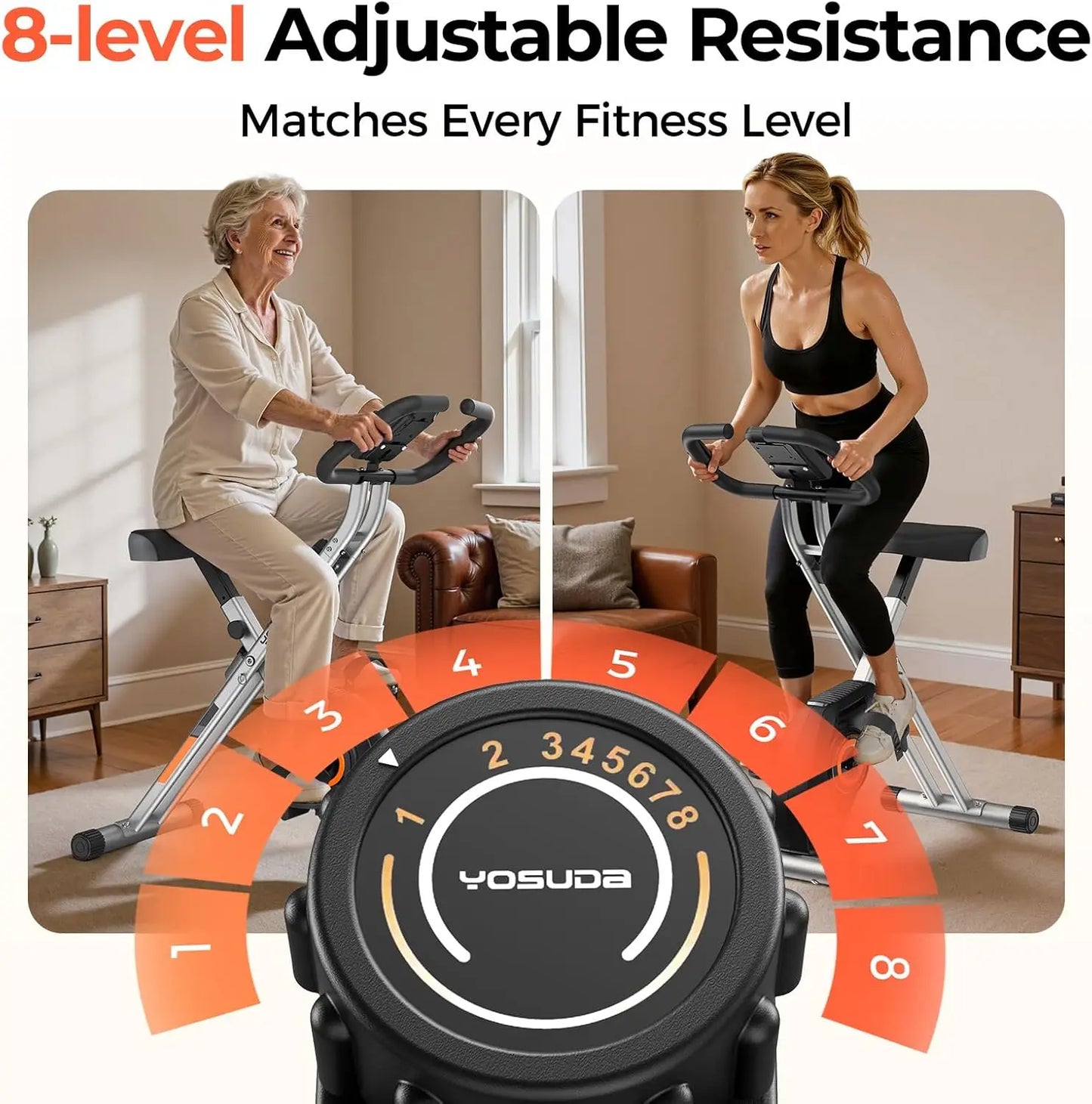 YOSUDA Folding Exercise Bike Foldable Stationary Cardio For Home Gym Workout