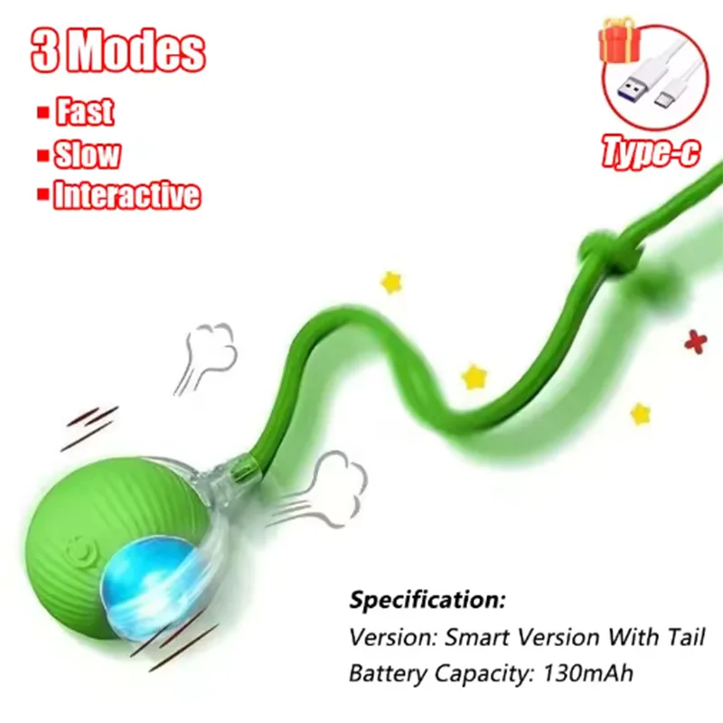 Interactive Self-Play Cat Toys Teaser Ball With Rotating Stick