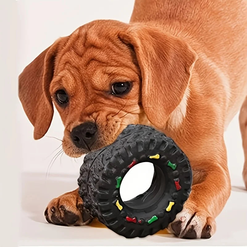 Puppy Teeth Training Toy Durable Dog Chew Wheel Interactive Sound Toy Chew-Resistant for Small Medium Dogs Pet Supplies
