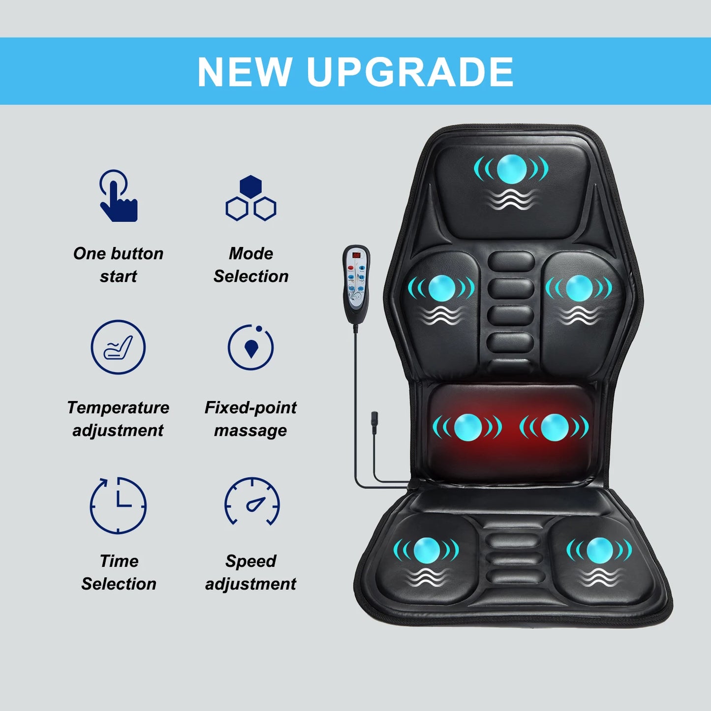 HOMEMASSA Back Massager Pad With Heat and Nine Modes