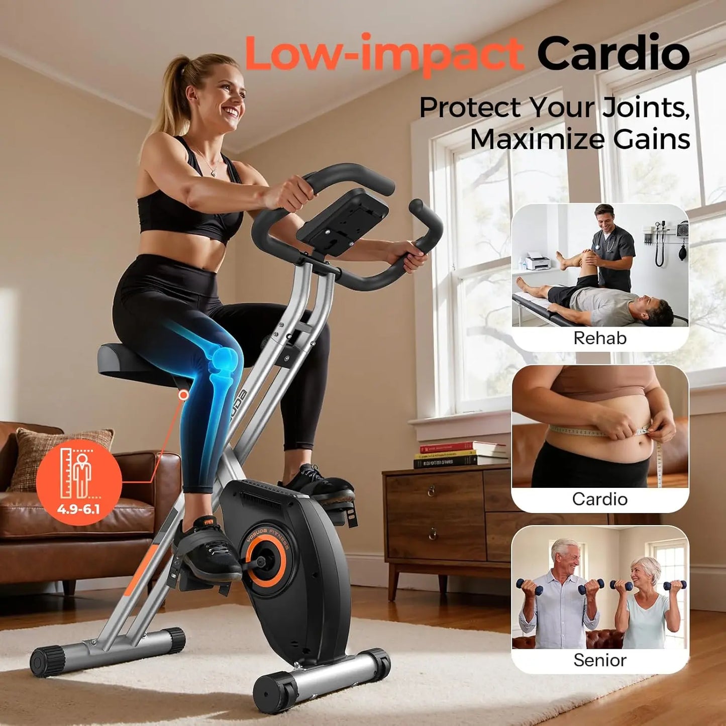 YOSUDA Folding Exercise Bike Foldable Stationary Cardio For Home Gym Workout