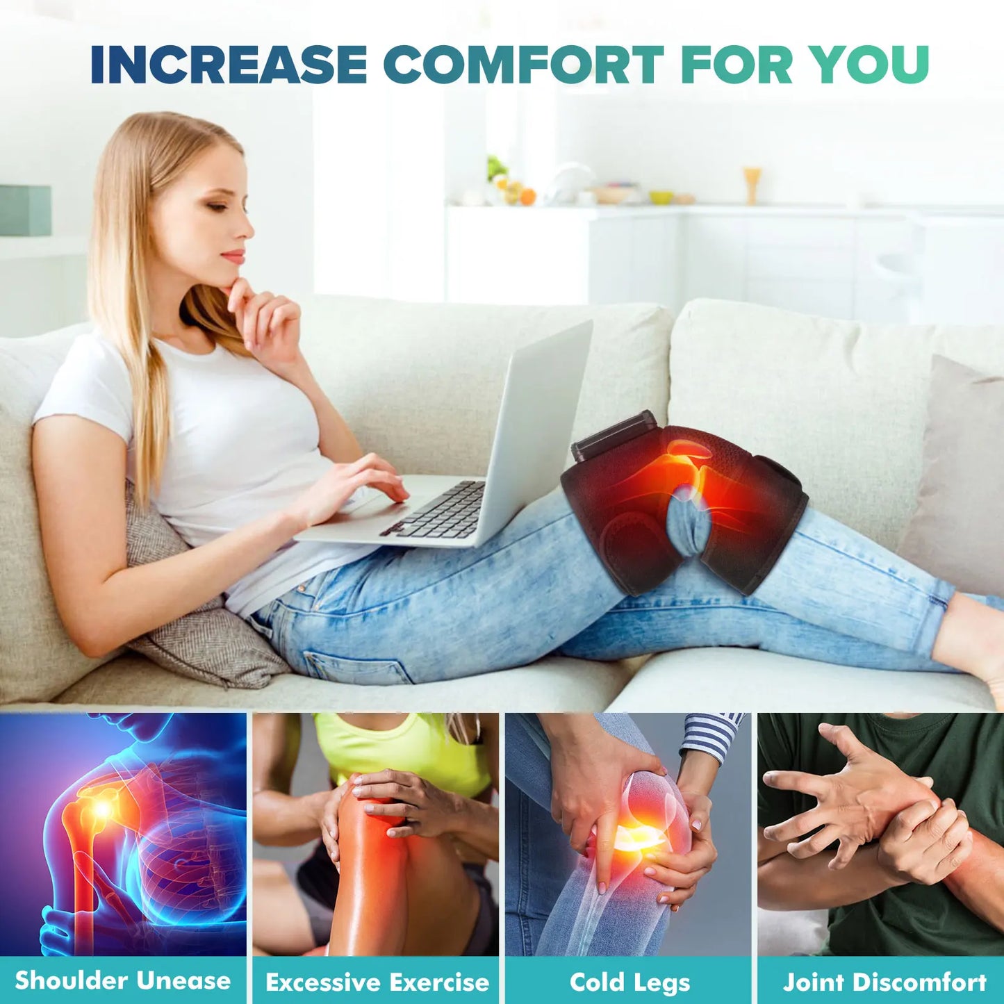 Intelligent Electric Heating Knee Joint Massage Device With Warm Compress