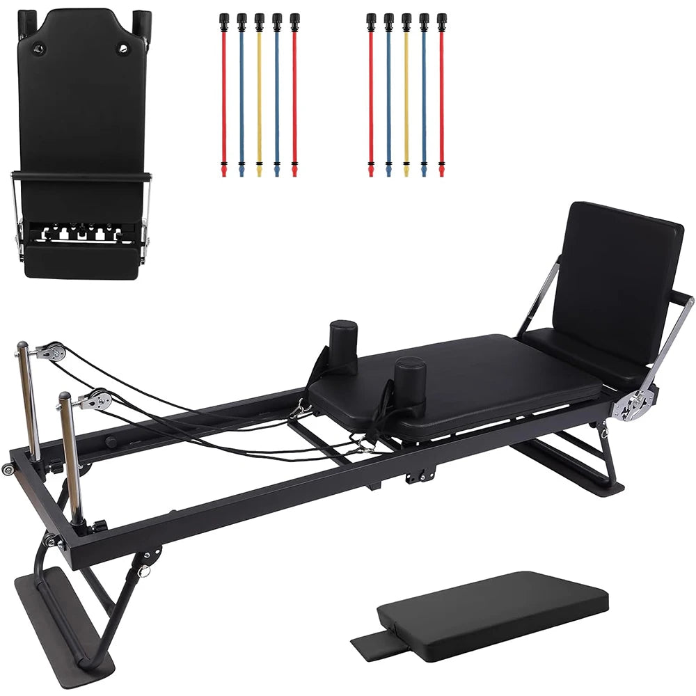 HiMISS Foldable Reformer Pilates Machine With Interchangeable Tension Sets