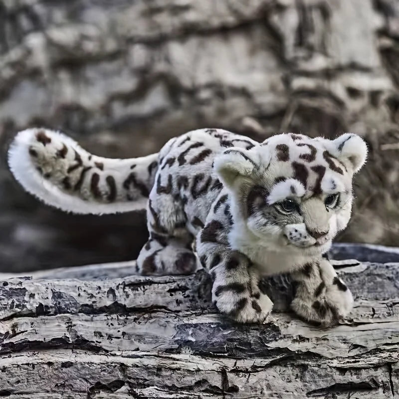 Realistic Snow Leopard Plush Toy for Dogs Wildlife Stuffed Animal
