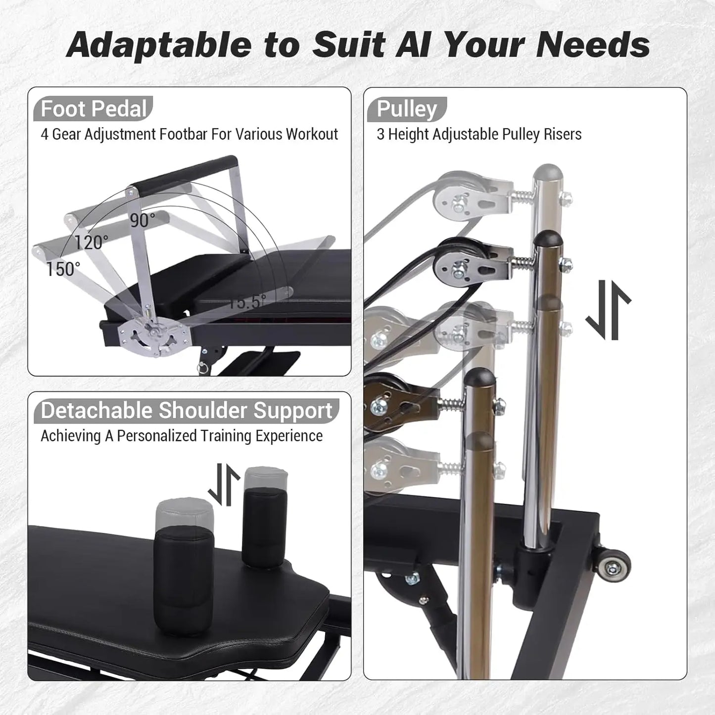 HiMISS Foldable Reformer Pilates Machine With Interchangeable Tension Sets