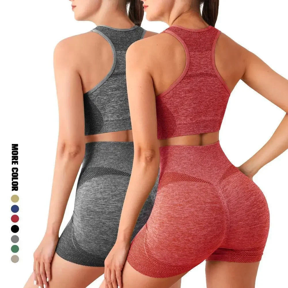 Yoga Set For Women Seamless Sports Bra Shorts Leggings Fitness
