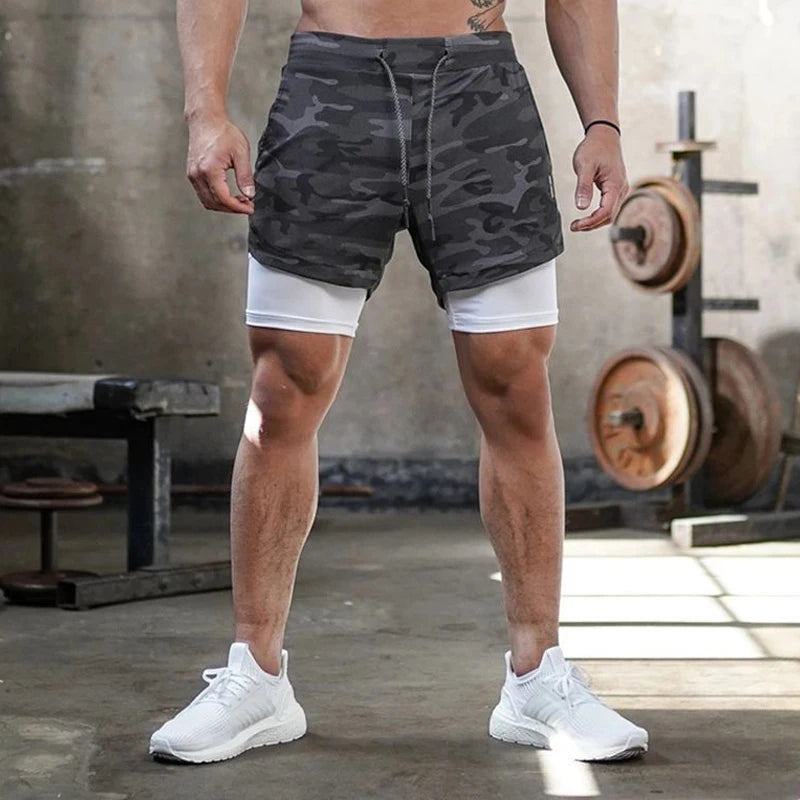 Camo Running Shorts For Men Quick Dry Gym Training Wear