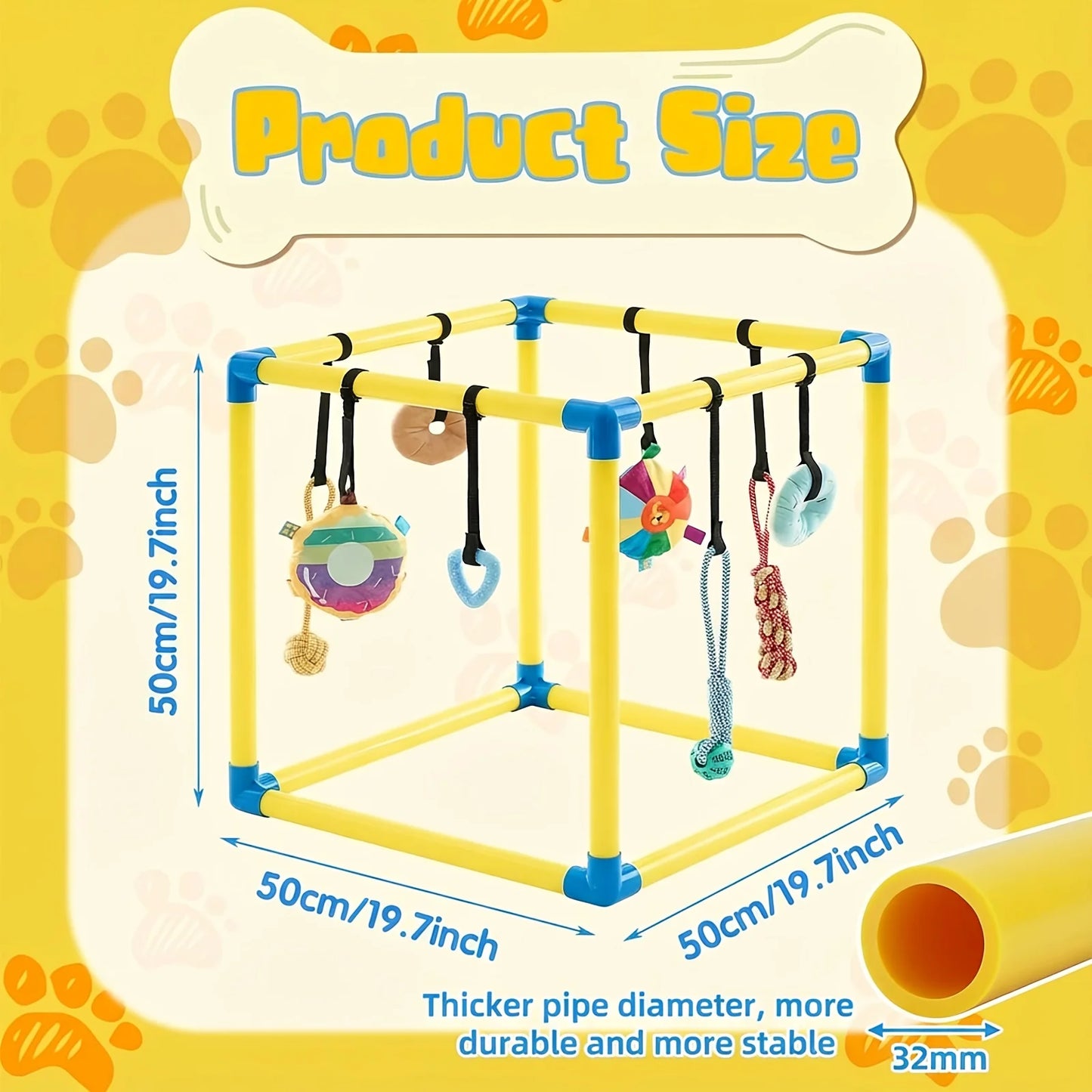 DREYOO Puppy Play Gym With 8 Hanging Toys For Dogs