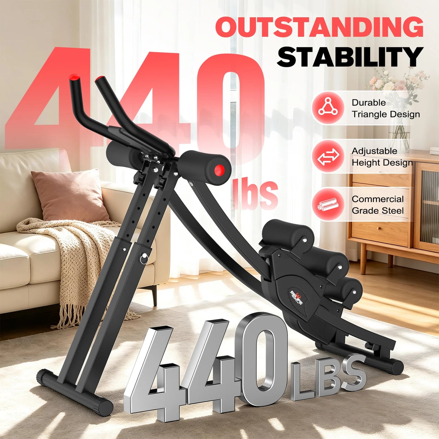Relife Sports Dual Split-Track Ab Machine Core Trainer Home Fitness