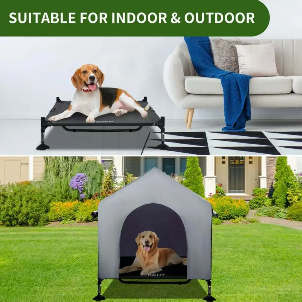 42 Large Dog House Outdoor Indoor with Breathable Mesh Windows-Elevated Dog Bed Cot Dog Tent Shade Shelter for Large Breeds with