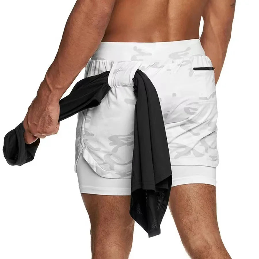 Camo Running Shorts For Men Quick Dry Gym Training Wear
