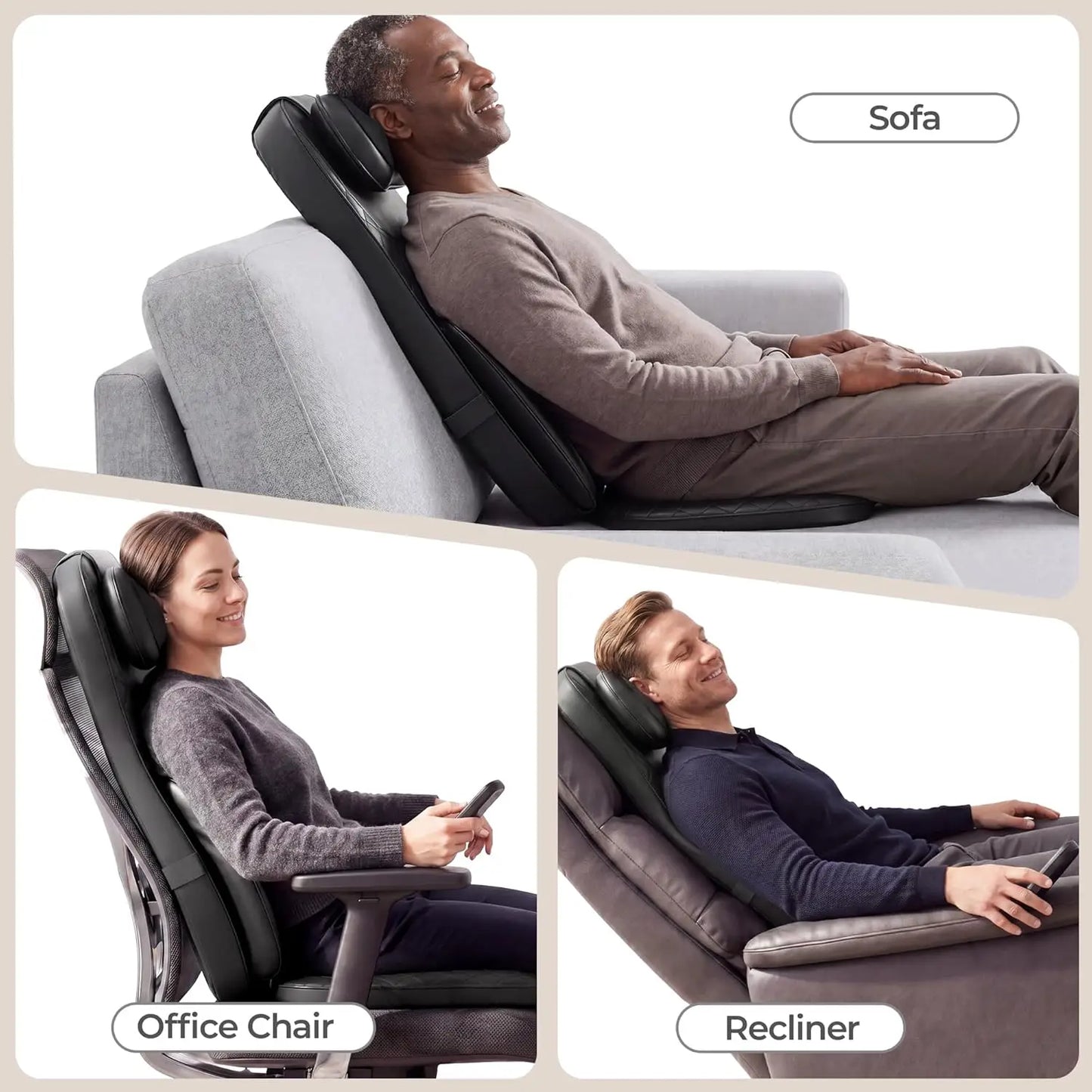 Himouta 3-In-1 Shiatsu Massage Cushion With Heat And 4D Kneading Vibration