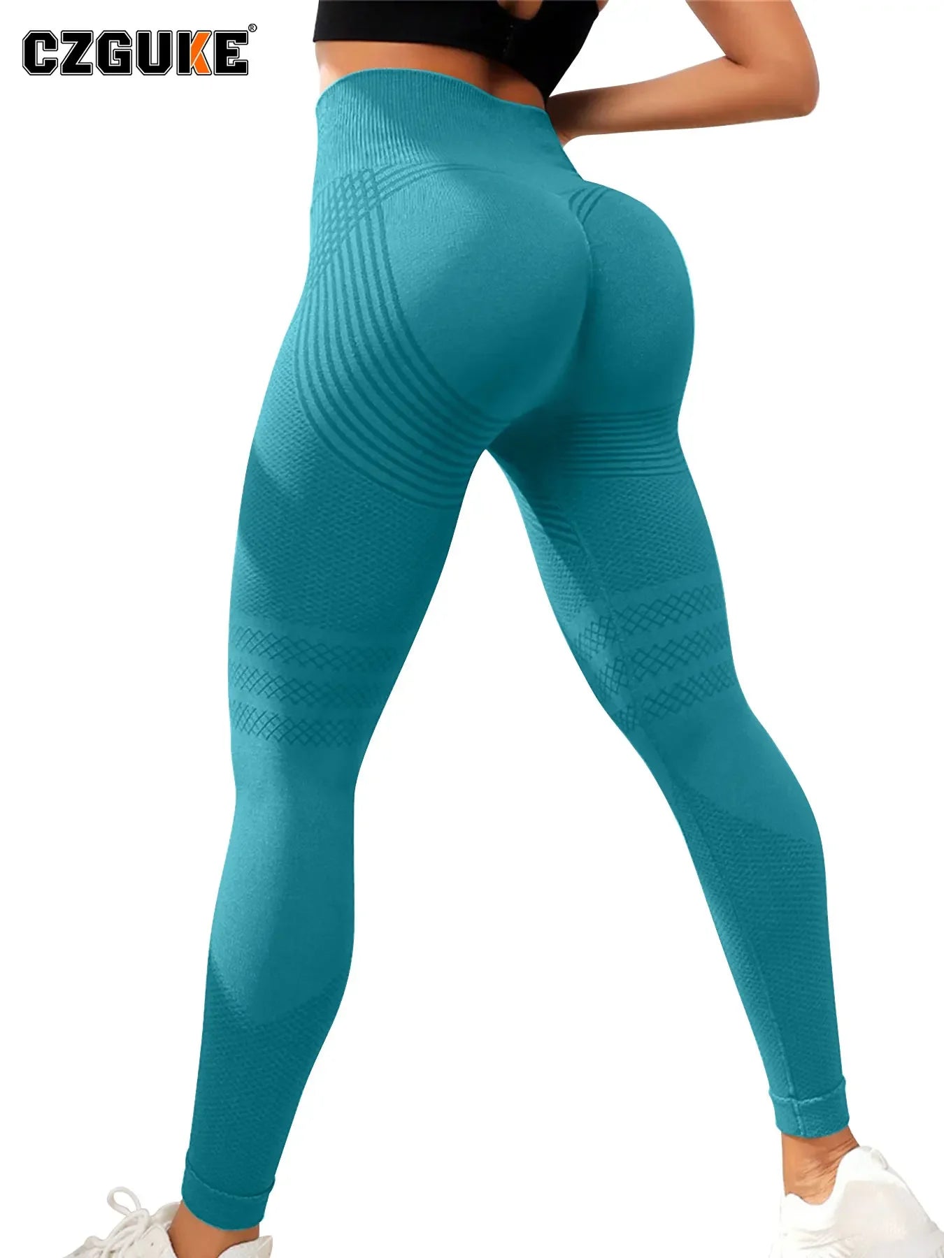 CZGUKE Seamless Knit Yoga Leggings High Waist For Women