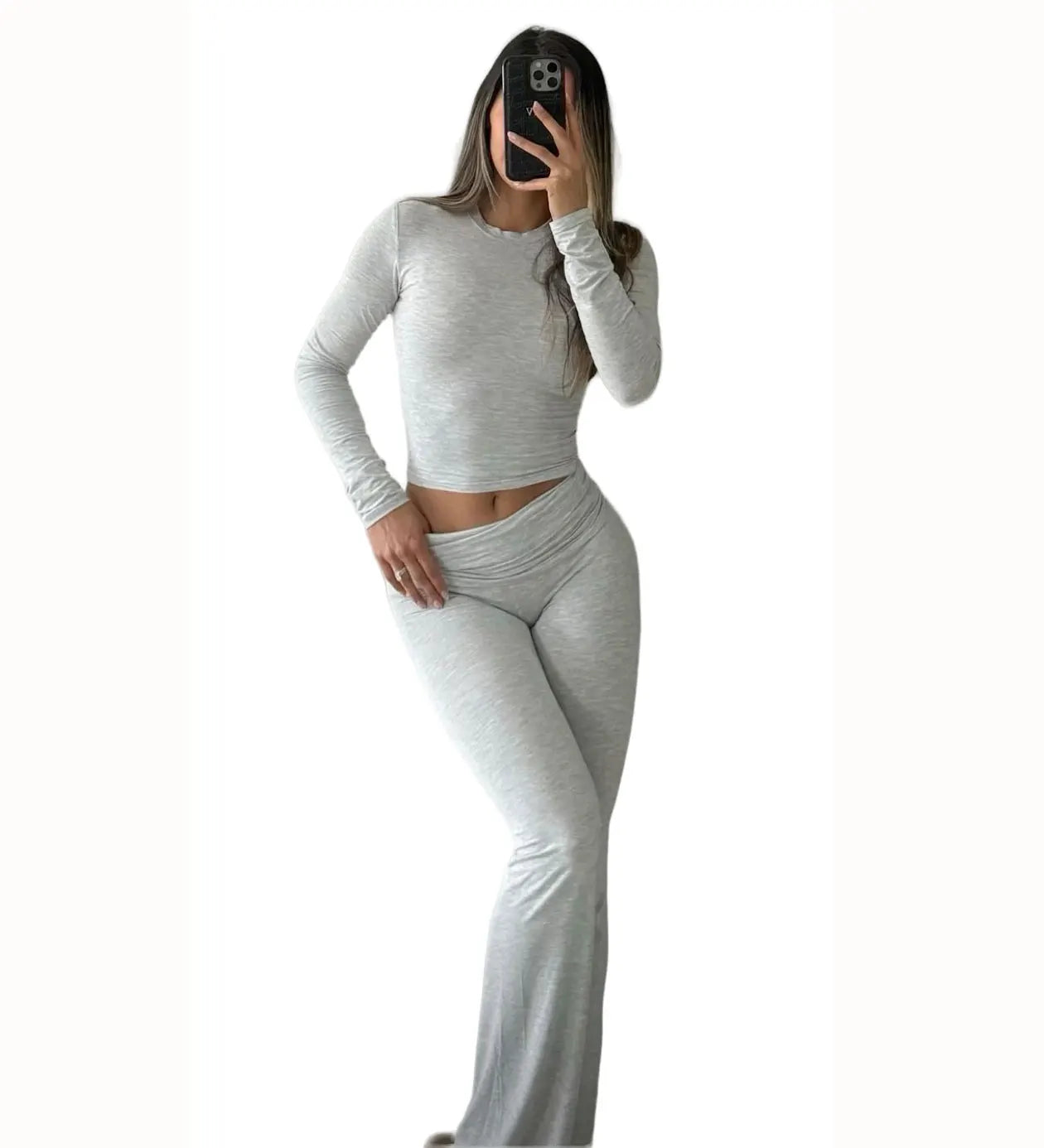 Women's Yoga Two-Piece Long-Sleeve Wide-Leg Activewear Set