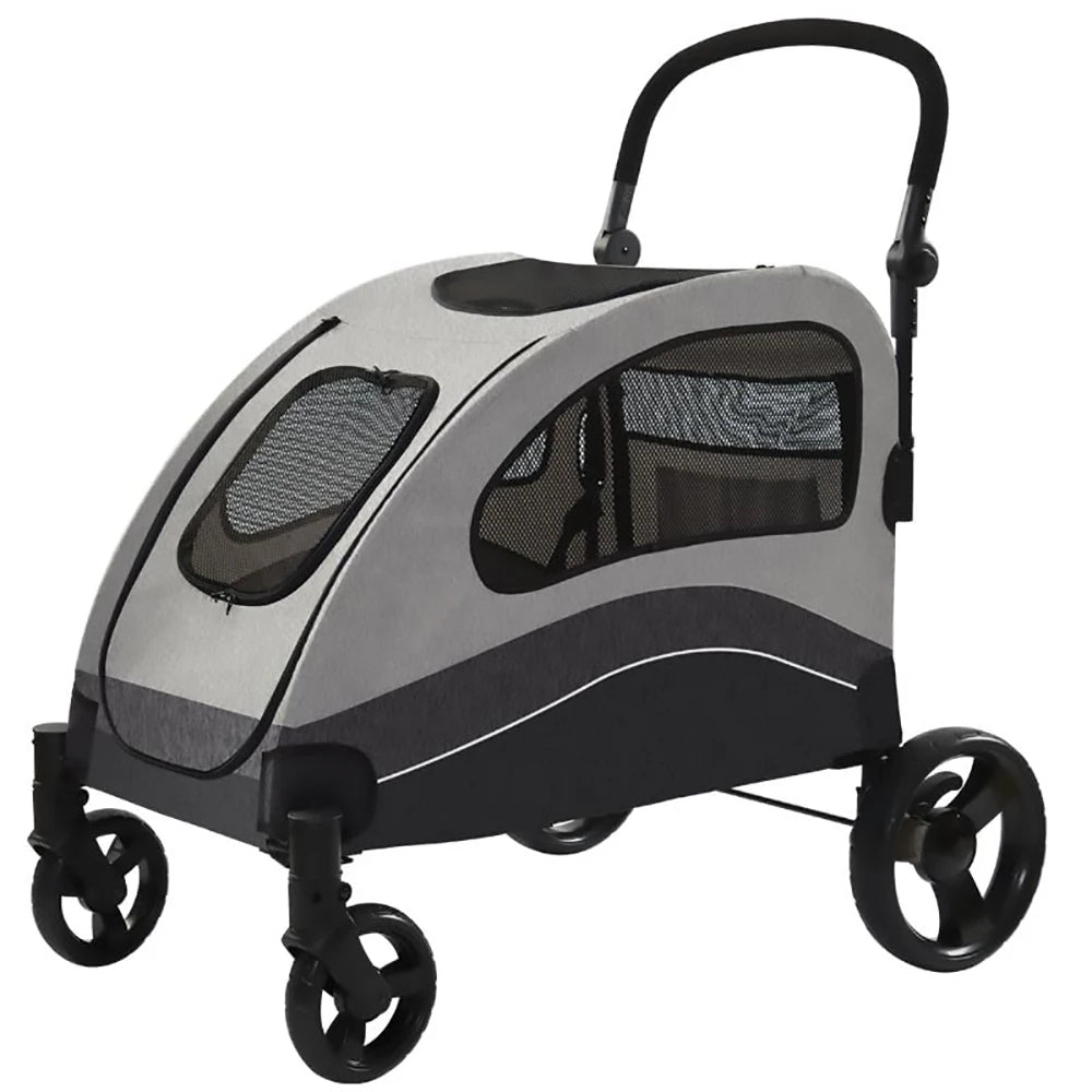 Collapsible Large Dog Stroller Wagon 360° Swivel Adjustable Handle Travel Strollers for Medium Large Dogs & Cats 90x73x108cm