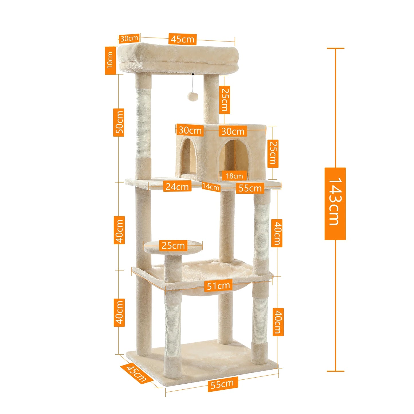PAWZ Road 5-Level Cat Tree For Indoor Cats Scratching Posts