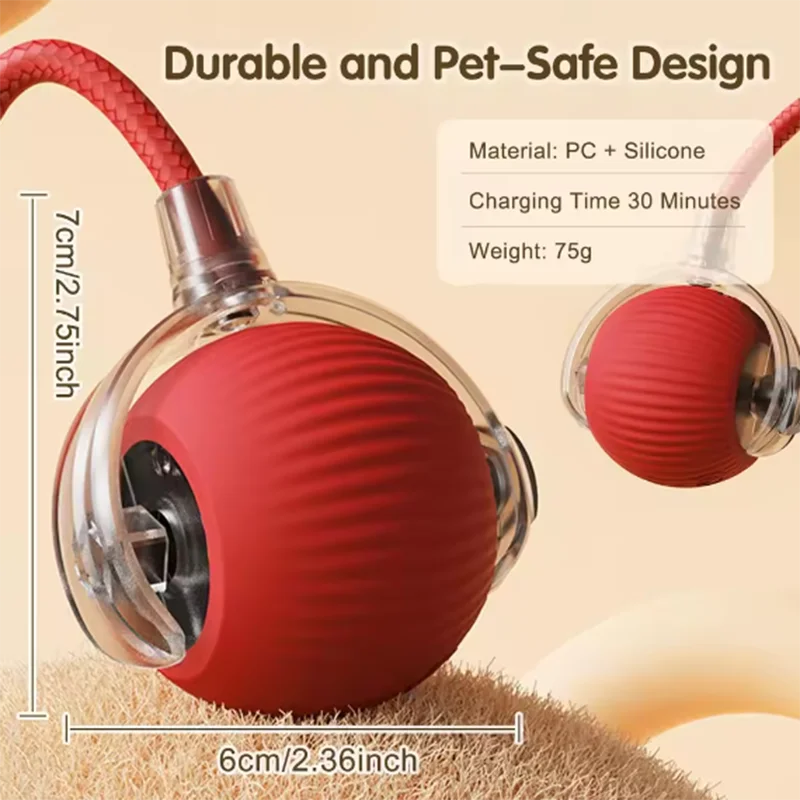 Interactive Self-Play Cat Toys Teaser Ball With Rotating Stick
