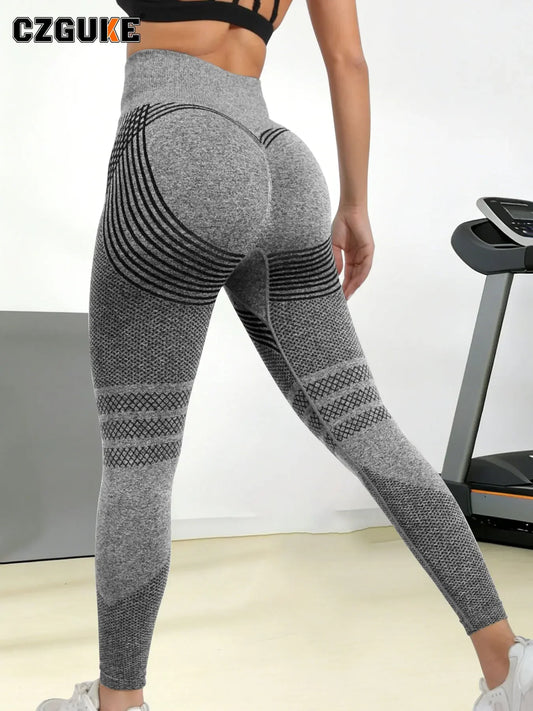 CZGUKE Seamless Knit Yoga Leggings High Waist For Women