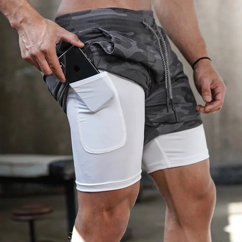 Camo Running Shorts For Men Quick Dry Gym Training Wear